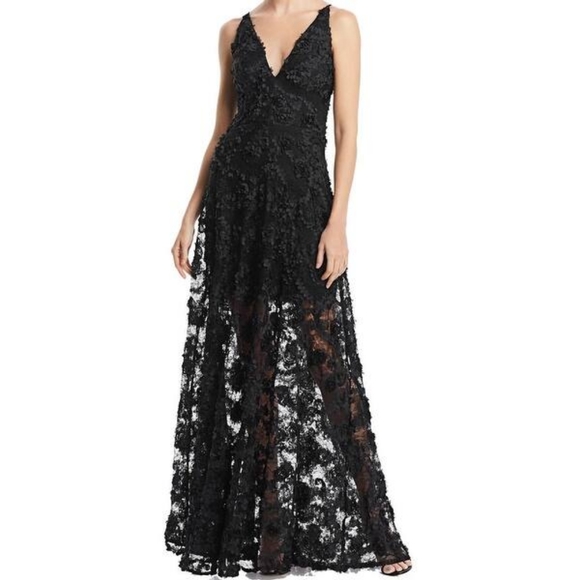 AVERY G Dresses & Skirts - Avery G Womens Floral Embellished Illusion Gown Dr
